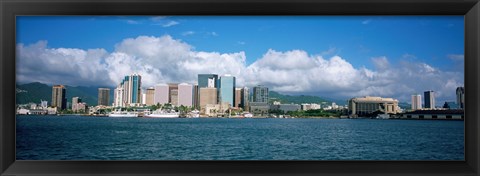 Framed Buildings On The Waterfront, Downtown, Honolulu, Hawaii, USA Print