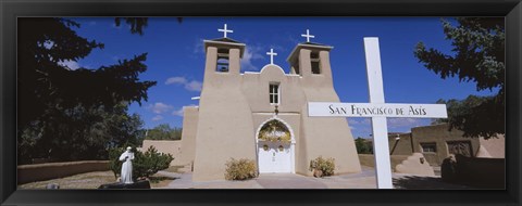 Framed Cross in front of a church, San Francisco de Asis Church, Ranchos De Taos, New Mexico, USA Print