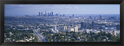 Framed Aerial view of a city, Los Angeles, California, USA Print