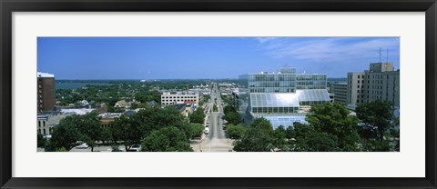 Framed High Angle View Of A City, E. Washington Ave, Madison, Wisconsin, USA Print