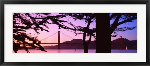 Framed Suspension Bridge Over Water, Golden Gate Bridge, San Francisco, California, USA Print