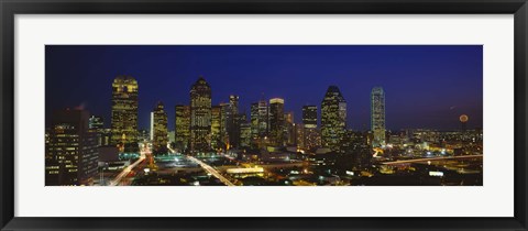 Framed Buildings at Night, Dallas, Texas Print