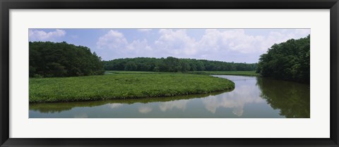 Framed Reflection of clouds in water, Colonial Parkway, Williamsburg, Virginia, USA Print