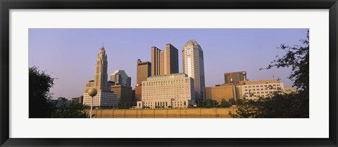 Framed Low angle view of buildings in a city, Scioto River, Columbus, Ohio, USA Print