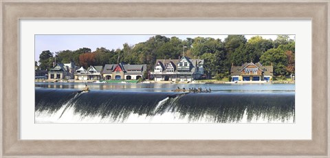 Framed Boathouse Row at the waterfront, Schuylkill River, Philadelphia, Pennsylvania Print