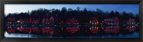 Framed Boathouse at the waterfront, Schuylkill River, Philadelphia, Pennsylvania, USA Print