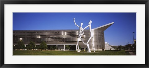 Framed Dancers sculpture by Jonathan Borofsky in front of a building, Colorado Convention Center, Denver, Colorado Print