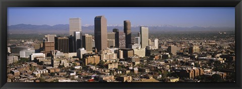 Framed Denver Skyscrapers with mountains in the background, Colorado Print