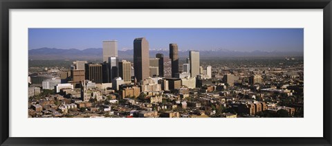 Framed Denver Skyscrapers with mountains in the background, Colorado Print