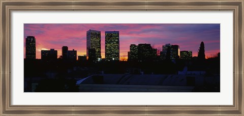 Framed Silhouette of buildings in a city, Century City, Los Angeles, California Print