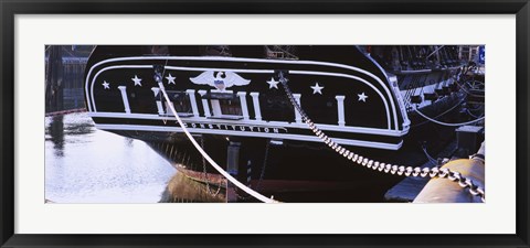 Framed Warship moored at a harbor, USS Constitution, Freedom Trail, Boston, Massachusetts, USA Print