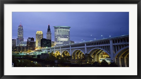 Framed Detroit Avenue Bridge at Dusk Print