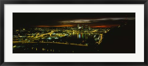 Framed Pittsburgh Buildings at Early Dawn Print