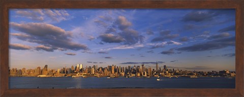 Framed New York Skyline from a Distance with Cloudy Sky Print