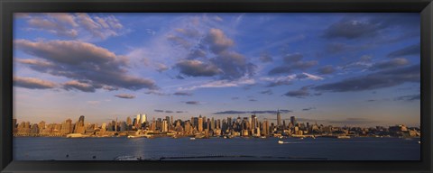 Framed New York Skyline from a Distance with Cloudy Sky Print