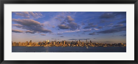 Framed New York Skyline from a Distance with Cloudy Sky Print