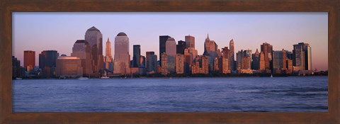 Framed Hazy Skyline View of NYC from the Waterfront Print