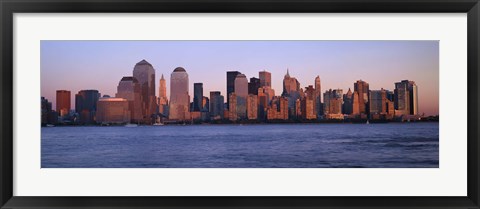 Framed Hazy Skyline View of NYC from the Waterfront Print