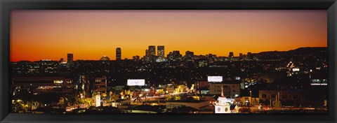 Framed High angle view of buildings in a city, Century City, City of Los Angeles, California, USA Print