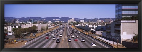 Framed High angle view of cars on the road, 405 Freeway, City of Los Angeles, California, USA Print