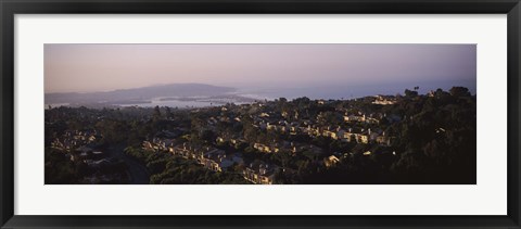 Framed High angle view of buildings in a city, Mission Bay, La Jolla, Pacific Beach, San Diego, California, USA Print