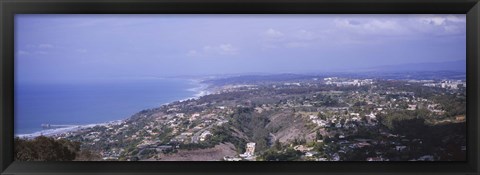 Framed High angle view of buildings on a hill, La Jolla, Pacific Ocean, San Diego, California, USA Print