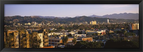 Framed High angle view of buildings in a city, Hollywood, City of Los Angeles, California, USA Print