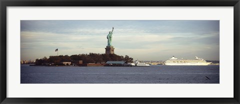 Framed Statue on an island in the sea, Statue of Liberty, Liberty Island, New York City, New York State, USA Print