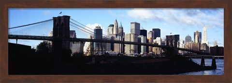 Framed Skyscrapers at the waterfront, Brooklyn Bridge, East River, Manhattan, New York City, New York State, USA Print