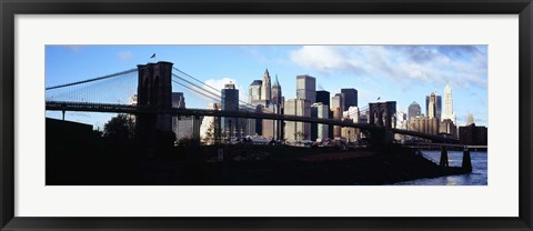 Framed Skyscrapers at the waterfront, Brooklyn Bridge, East River, Manhattan, New York City, New York State, USA Print