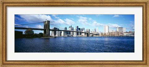 Framed Bridge across a river, Brooklyn Bridge, Manhattan Print