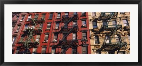 Framed Low angle view of fire escapes on buildings, Little Italy, Manhattan, New York City, New York State, USA Print