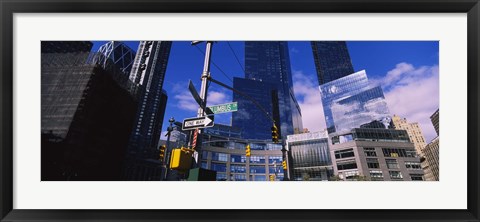 Framed Low angle view of skyscrapers in a city, Columbus Circle, Manhattan, New York City, New York State, USA Print