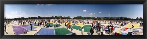 Framed High angle view of AIDS quilt on display, Washington DC, USA Print