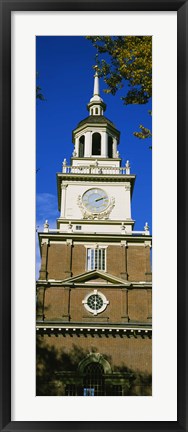 Framed Low angle view of a clock tower, Independence Hall, Philadelphia, Pennsylvania, USA Print