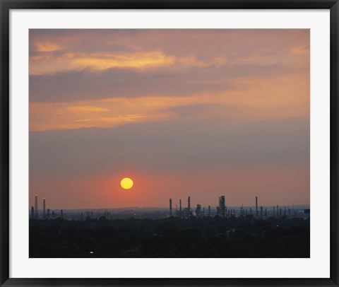 Framed Sunset over a refinery, Philadelphia, Pennsylvania, USA Print