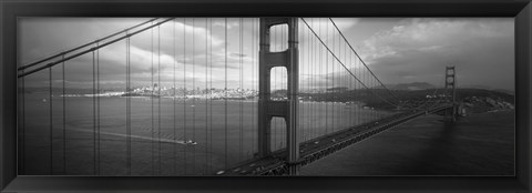 Framed High angle view of a bridge across the sea, Golden Gate Bridge, San Francisco, California Print