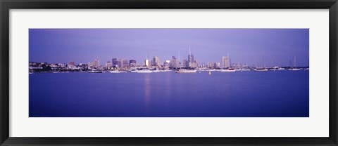 Framed San Diego Waterfront with Purple Sky Print