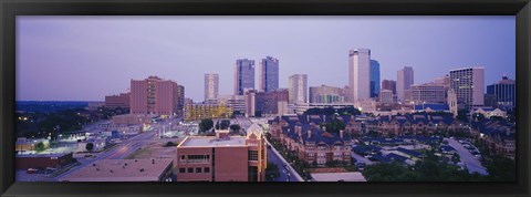 Framed Skyscrapers in a city at dusk, Fort Worth, Texas, USA Print