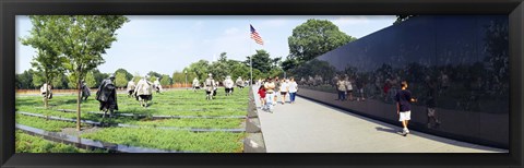 Framed People visiting the Korean War Memorial, Washington DC, USA Print