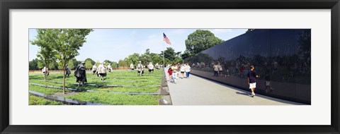 Framed People visiting the Korean War Memorial, Washington DC, USA Print