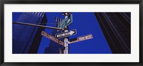 Framed Low angle view of a street name sign, Columbus Circle, Manhattan, New York City, New York State, USA Print