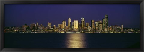 Framed Skyscrapers at the waterfront, Elliott Bay, Seattle, Washington State Print