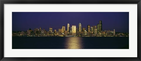 Framed Skyscrapers at the waterfront, Elliott Bay, Seattle, Washington State Print