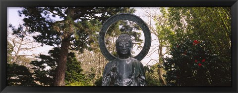 Framed Statue of Buddha in a park, Japanese Tea Garden, Golden Gate Park, San Francisco, California, USA Print