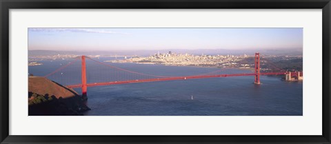 Framed High angle view of a suspension bridge across the sea, Golden Gate Bridge, San Francisco, Marin County, California, USA Print