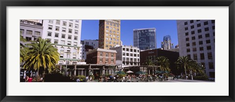 Framed Low angle view of buildings at a town square, Union Square, San Francisco, California, USA Print