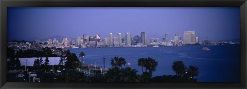 Framed San Diego skyline, California Print