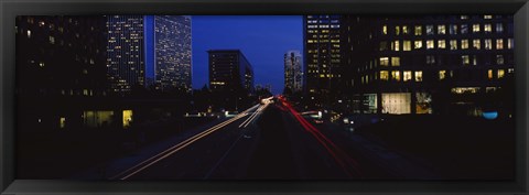 Framed Buildings lit up at night, Century City, Los Angeles, California, USA Print