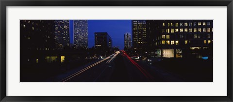 Framed Buildings lit up at night, Century City, Los Angeles, California, USA Print